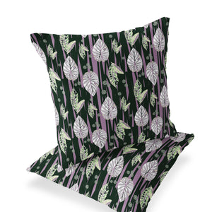Homeroots Set Of Two 16" X 16" Purple And White Botanical Indoor Outdoor Throw Pillow  Polyester 535897