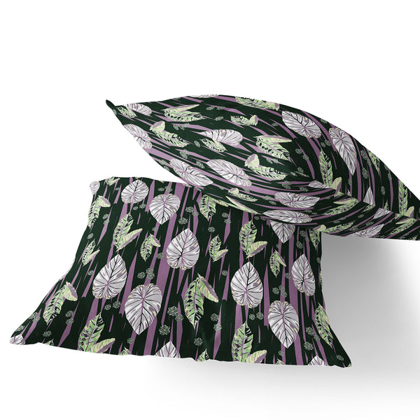 Homeroots Set Of Two 16" X 16" Purple And White Botanical Indoor Outdoor Throw Pillow  Polyester 535897