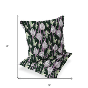 Homeroots Set Of Two 16" X 16" Purple And White Botanical Indoor Outdoor Throw Pillow  Polyester 535897