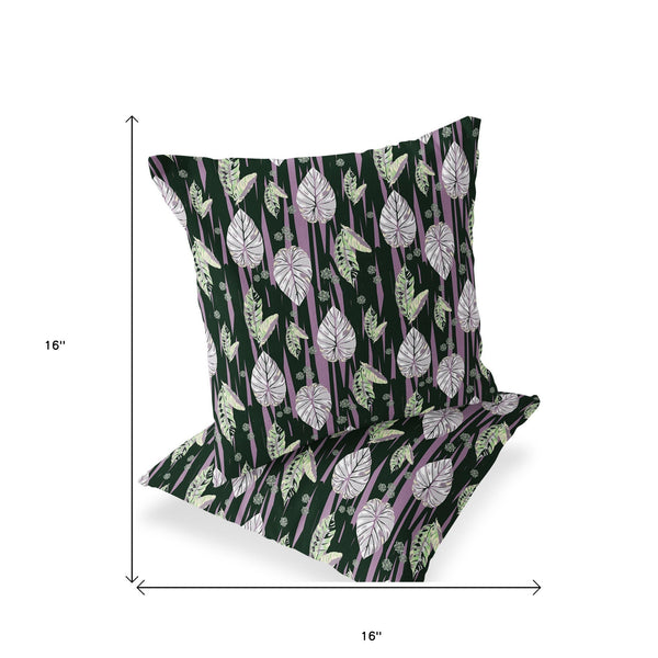 Homeroots Set Of Two 16" X 16" Purple And White Botanical Indoor Outdoor Throw Pillow  Polyester 535897