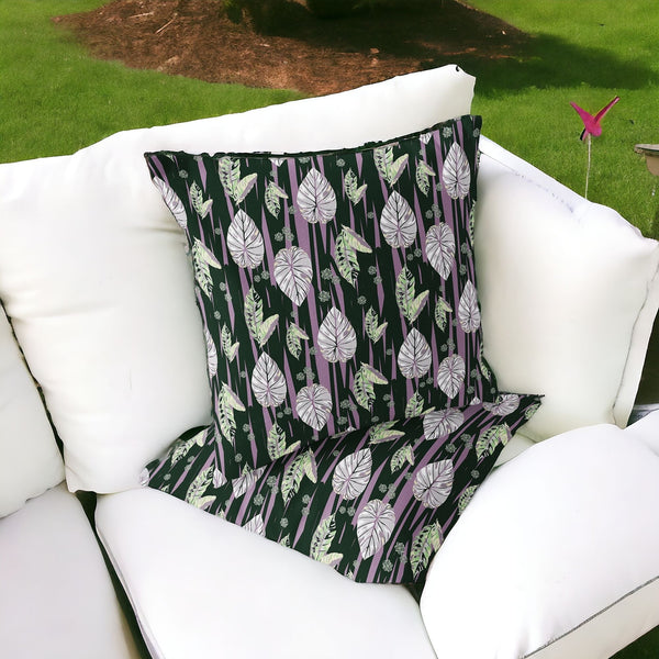 Homeroots Set Of Two 16" X 16" Purple And White Botanical Indoor Outdoor Throw Pillow  Polyester 535897