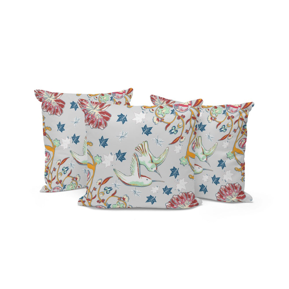 HomeRoots Set of Three 16" Gray and Blue Decorative Throw Pillows for Indoor & Outdoor Comfort & Style 535898