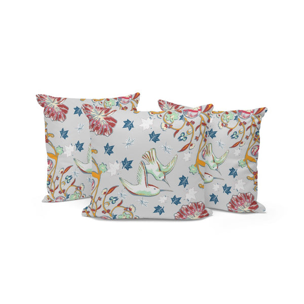 HomeRoots Set of Three 16" Gray and Blue Decorative Throw Pillows for Indoor & Outdoor Comfort & Style 535898