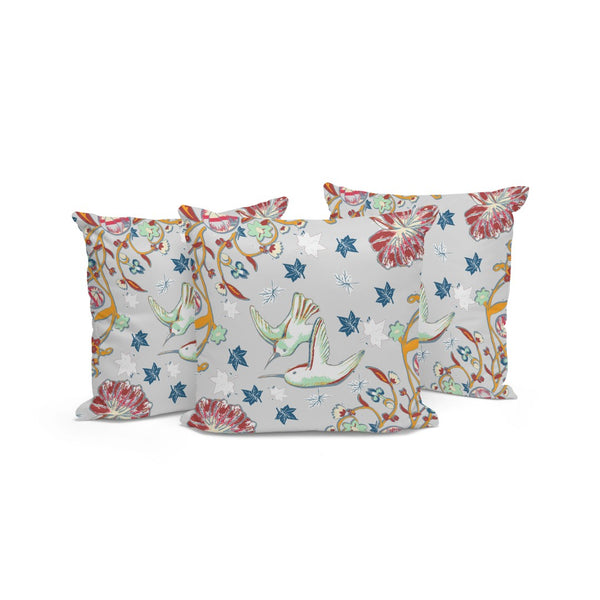 HomeRoots Set of Three 16" Gray and Blue Decorative Throw Pillows for Indoor & Outdoor Comfort & Style 535898
