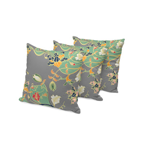 Homeroots Set Of Three 16" X 16" Gray And Orange Botanical Indoor Outdoor Throw Pillow  Polyester 535899