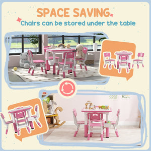 English Elm Qaba Kids Table And Chair Set - Adjustable 5-Piece Toddler Furniture With Storage, Easy Clean Design W2225P217316-GIGA