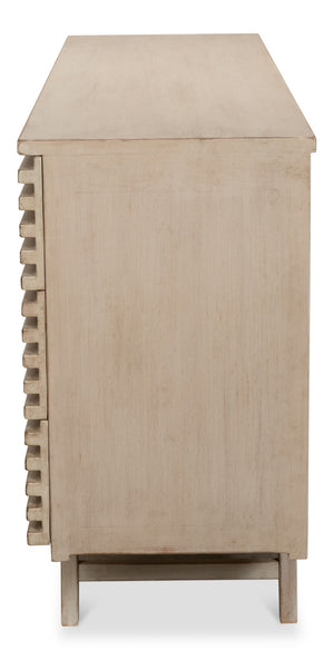 Sarreid Ribbed 9 Drawer Commode In Stone Grey - Stylish Pine Wood Storage Solution For Any Room Grey  53590-1