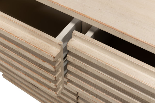 Sarreid Ribbed 9 Drawer Commode In Stone Grey - Stylish Pine Wood Storage Solution For Any Room Grey  53590-1