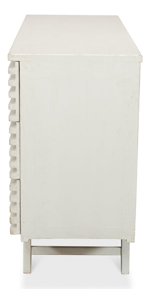 Sarreid Ribbed 9-drawer Commode In Antique White - Elegant Pine Wood Storage Solution For Any Room White  53590-3