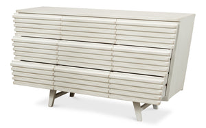 Sarreid Ribbed 9-drawer Commode In Antique White - Elegant Pine Wood Storage Solution For Any Room White  53590-3