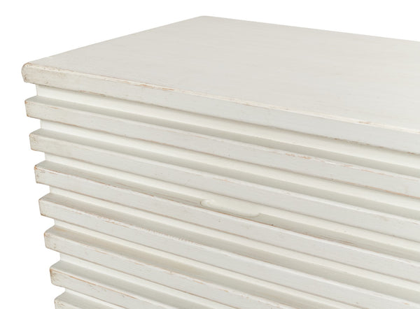 Sarreid Ribbed 9-drawer Commode In Antique White - Elegant Pine Wood Storage Solution For Any Room White  53590-3