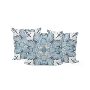 Homeroots Set Of Three 16" X 16" Blue And White Geometric Indoor Outdoor Throw Pillow  Polyester 535900