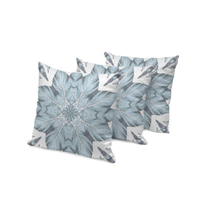 Homeroots Set Of Three 16" X 16" Blue And White Geometric Indoor Outdoor Throw Pillow  Polyester 535900