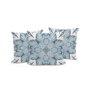 Homeroots Set Of Three 16" X 16" Blue And White Geometric Indoor Outdoor Throw Pillow  Polyester 535900