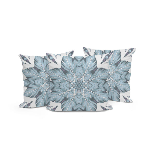 Homeroots Set Of Three 16" X 16" Blue And White Geometric Indoor Outdoor Throw Pillow  Polyester 535900