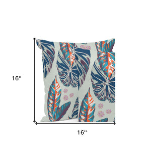 Homeroots Set Of Three 16" X 16" Blue And Gray Botanical Indoor Outdoor Throw Pillow  Polyester 535902