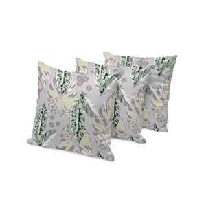 HomeRoots Set of Three 16" Gray and Purple Botanical Throw Pillows for Indoor/Outdoor Comfort and Style 535903
