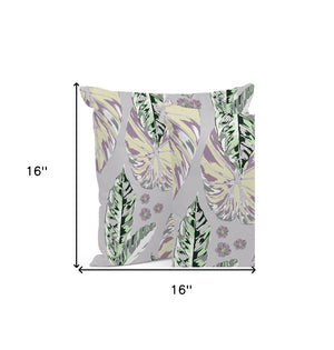 HomeRoots Set of Three 16" Gray and Purple Botanical Throw Pillows for Indoor/Outdoor Comfort and Style 535903
