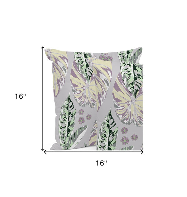 HomeRoots Set of Three 16" Gray and Purple Botanical Throw Pillows for Indoor/Outdoor Comfort and Style 535903