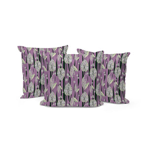 Homeroots Set Of Three 16" X 16" Pink And Black Botanical Indoor Outdoor Throw Pillow  Polyester 535905