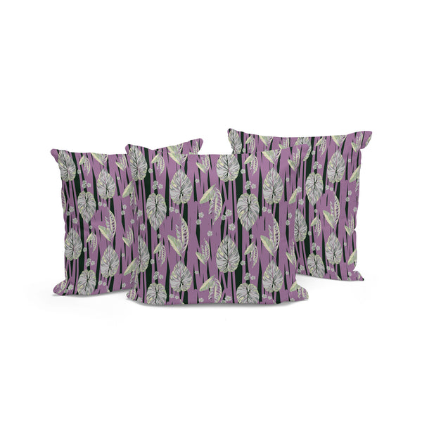 Homeroots Set Of Three 16" X 16" Pink And Black Botanical Indoor Outdoor Throw Pillow  Polyester 535905