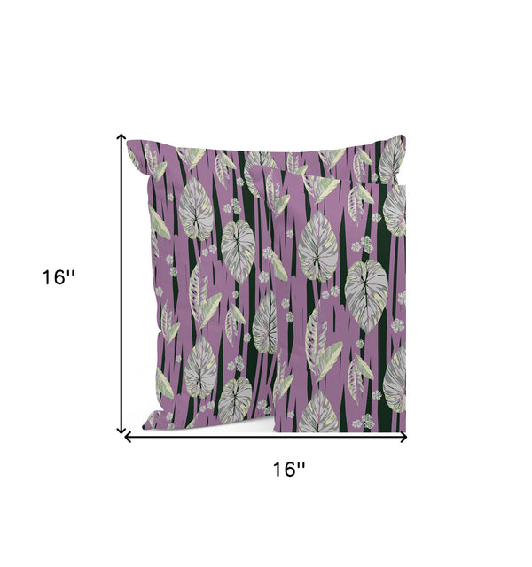 Homeroots Set Of Three 16" X 16" Pink And Black Botanical Indoor Outdoor Throw Pillow  Polyester 535905