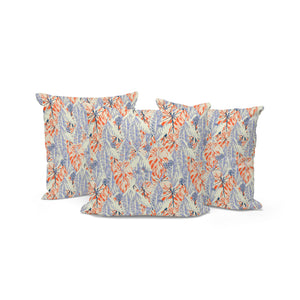 Homeroots Set Of Three 16" X 16" Orange And Ivory Botanical Indoor Outdoor Throw Pillow  Polyester 535906