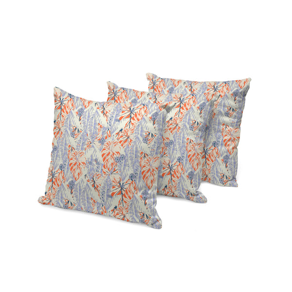 Homeroots Set Of Three 16" X 16" Orange And Ivory Botanical Indoor Outdoor Throw Pillow  Polyester 535906