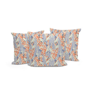Homeroots Set Of Three 16" X 16" Orange And Ivory Botanical Indoor Outdoor Throw Pillow  Polyester 535906