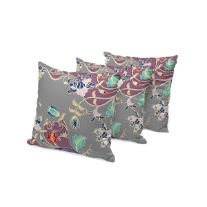HomeRoots Set of Three 16" Gray and Purple Botanical Throw Pillows for Indoor & Outdoor Charm and Comfort 535907