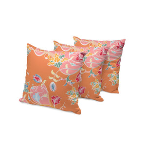HomeRoots Set of Three 16" X 16" Vibrant Pink and Orange Botanical Throw Pillows for Indoor/Outdoor Style 535908