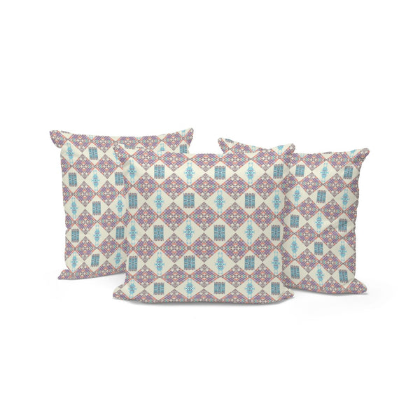 HomeRoots Set of Three 16" Pink and White Geometric Throw Pillows for Stylish Indoor and Outdoor Decor 535912