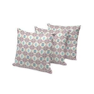 HomeRoots Set of Three 16" Pink and White Geometric Throw Pillows for Stylish Indoor and Outdoor Decor 535912