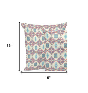 HomeRoots Set of Three 16" Pink and White Geometric Throw Pillows for Stylish Indoor and Outdoor Decor 535912