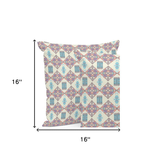 HomeRoots Set of Three 16" Pink and White Geometric Throw Pillows for Stylish Indoor and Outdoor Decor 535912