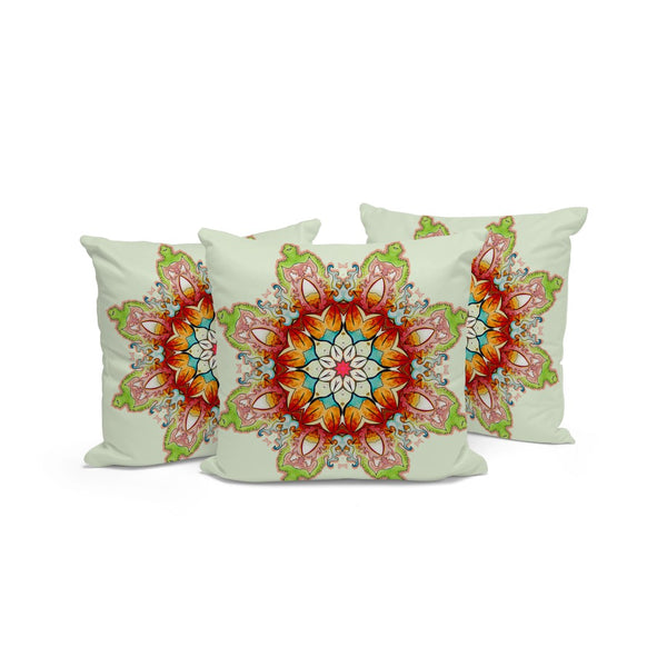 HomeRoots Set of Three Vibrant 16" Green and Pink Abstract Throw Pillows for Indoor and Outdoor Elegance 535913