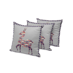 Homeroots Set Of Three 16" X 16" Gray And Purple Deer Indoor Outdoor Throw Pillow  Polyester 535914