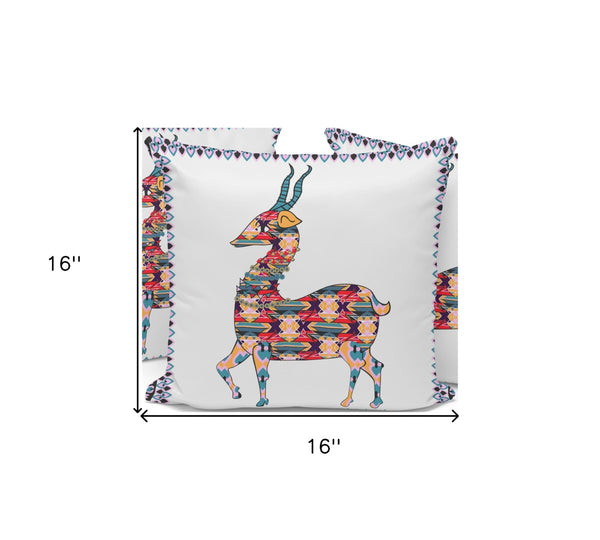 HomeRoots Set of Three Rustic Red and White Deer Throw Pillows for Cozy Indoor or Outdoor Decor Accents 535915