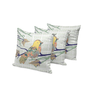 HomeRoots Set of Three 16" Green & White Bird Throw Pillows for Indoor/Outdoor Comfort & Style Decor 535916