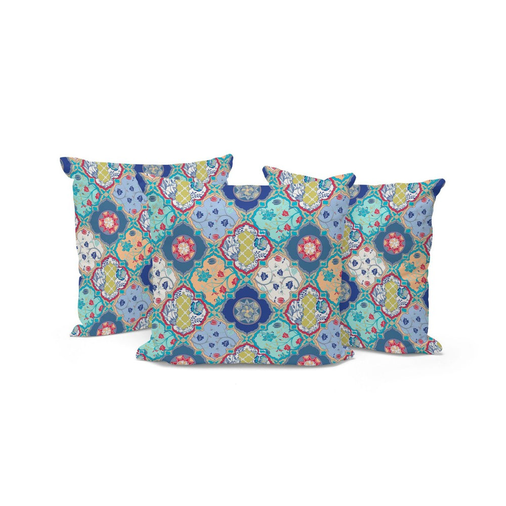 HomeRoots Set of Three 16" Green and Pink Botanical Throw Pillows for Indoor and Outdoor Decor Bliss 535917