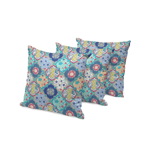 HomeRoots Set of Three 16" Green and Pink Botanical Throw Pillows for Indoor and Outdoor Decor Bliss 535917