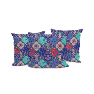 HomeRoots Set of Three 16" X 16" Botanical Throw Pillows in Soothing Blue & Green for Indoor/Outdoor Use 535918