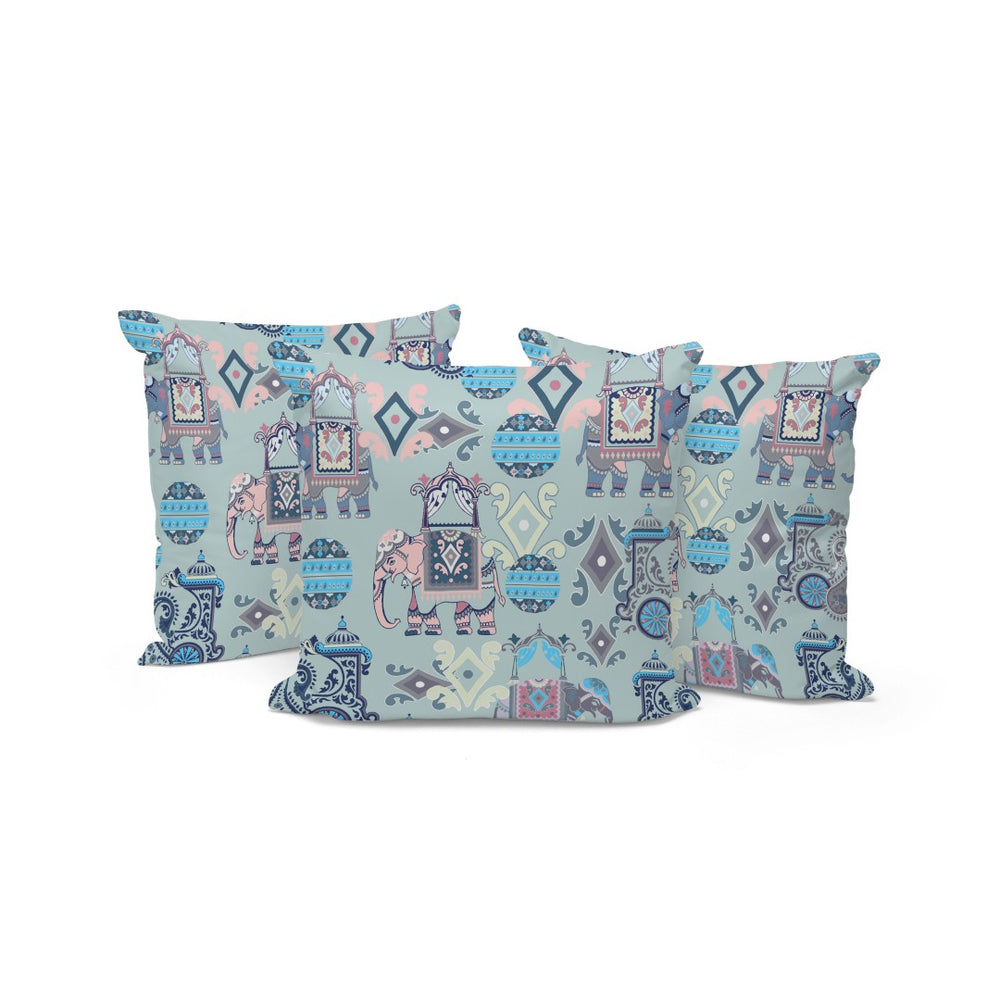 HomeRoots Set of Three 16" Gray and Pink Elephant Abstract Throw Pillows for Indoor & Outdoor Elegance 535920