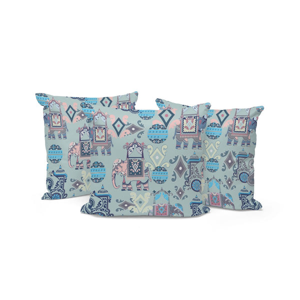 HomeRoots Set of Three 16" Gray and Pink Elephant Abstract Throw Pillows for Indoor & Outdoor Elegance 535920