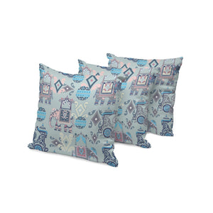 HomeRoots Set of Three 16" Gray and Pink Elephant Abstract Throw Pillows for Indoor & Outdoor Elegance 535920