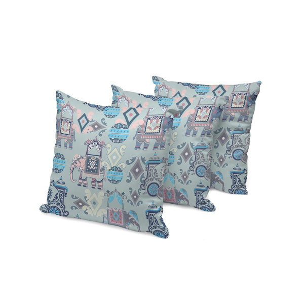 HomeRoots Set of Three 16" Gray and Pink Elephant Abstract Throw Pillows for Indoor & Outdoor Elegance 535920