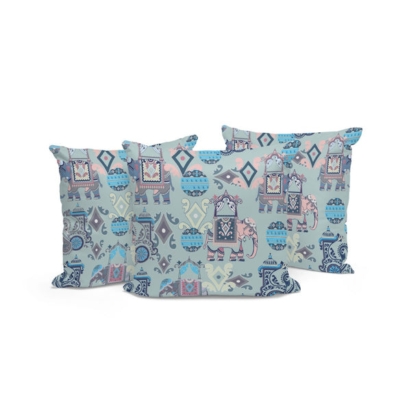HomeRoots Set of Three 16" Gray and Pink Elephant Abstract Throw Pillows for Indoor & Outdoor Elegance 535920