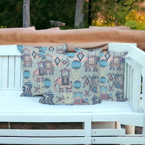 HomeRoots Set of Three 16" Gray and Pink Elephant Abstract Throw Pillows for Indoor & Outdoor Elegance 535920
