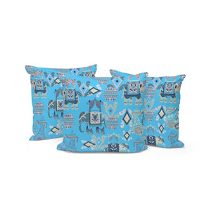 HomeRoots Set of Three 16" Blue and Gray Elephant Throw Pillows for Indoor and Outdoor Stylish Comfort 535922