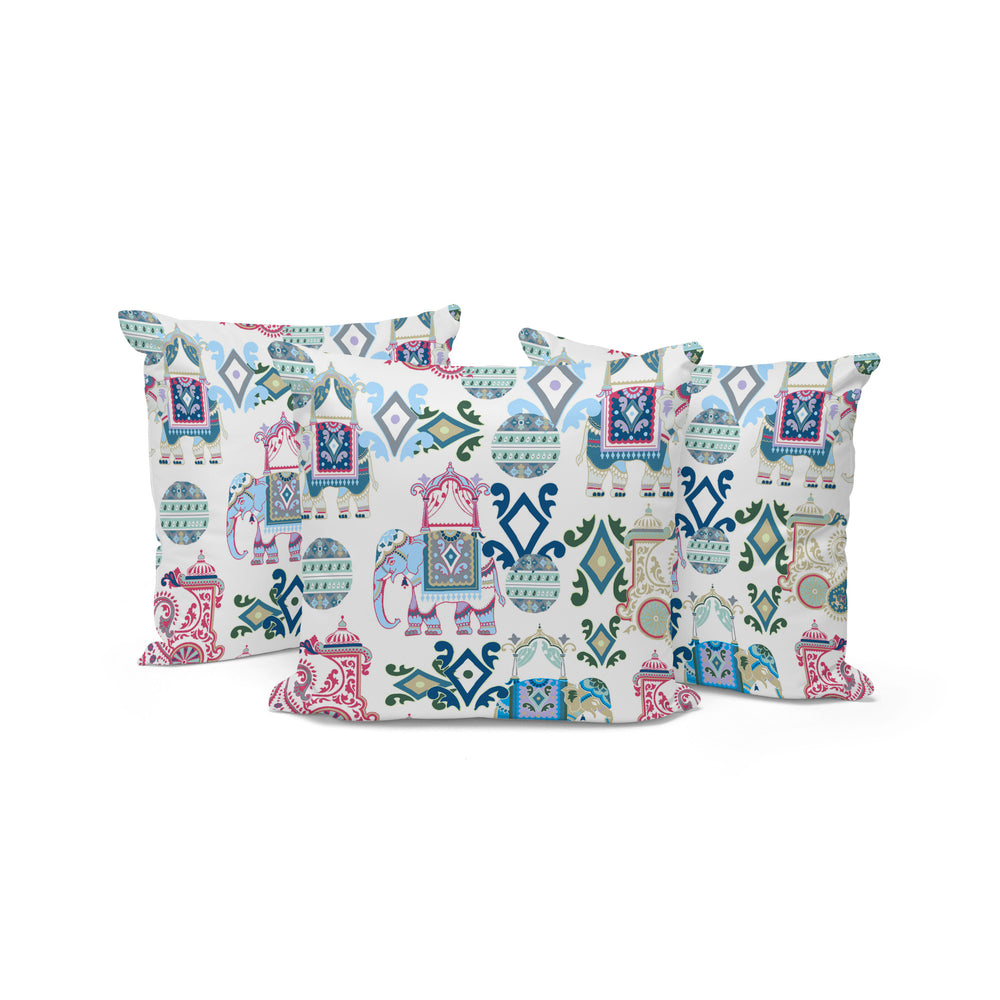 Homeroots Set Of Three 16" X 16" Pink And White Elephant Abstract Indoor Outdoor Throw Pillow  Polyester 535924